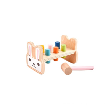 Customized Kids Cute Bunny Christmas Gift Wooden Hammer Toy,Wooden Pounding Bench